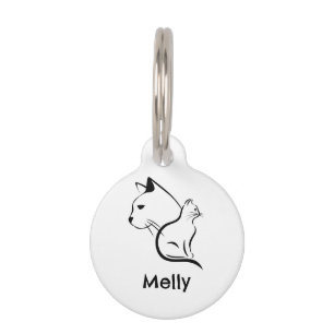 Simple Personalized Name White Cat Pet Tag