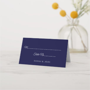Simple Personalized Navy Blue Wedding Place Card