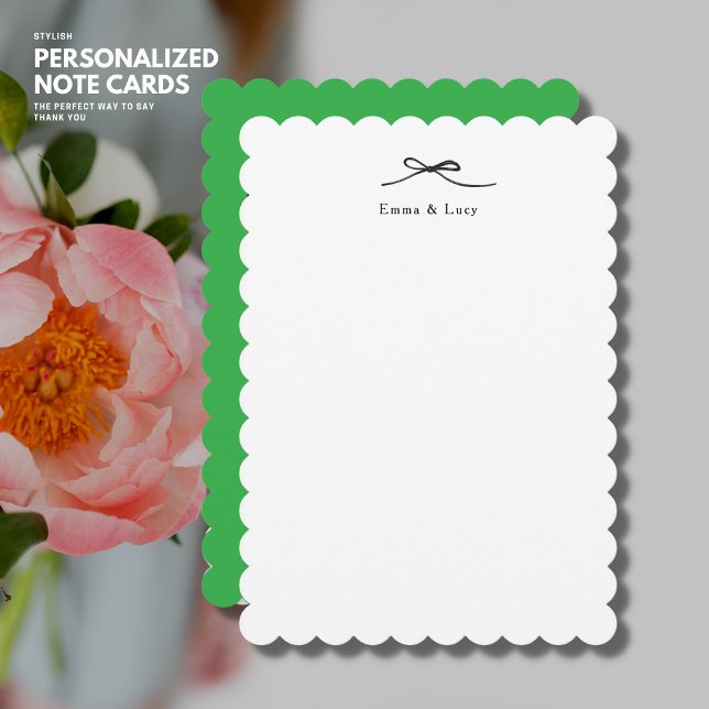 Simple Personalized Note Card with Bow Green (Creator Uploaded)
