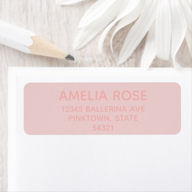 Simple Personalized Quartz Pink on Pink Return Address Label (Insitu)