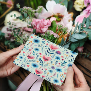 SIMPLE PERSONALIZED SCANDINAVIAN FLORAL HEART HOLIDAY POSTCARD