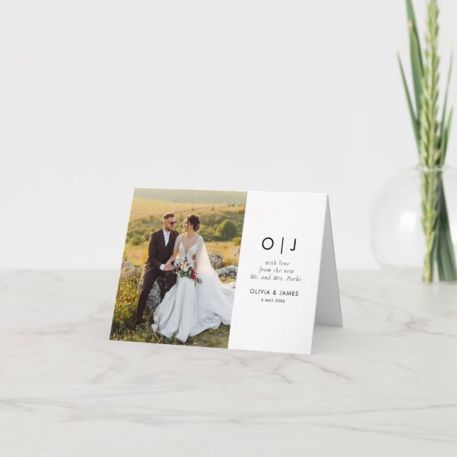 Simple Personalized wedding thank you card, Card (Front)