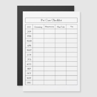Simple Pet Care Checklist Log