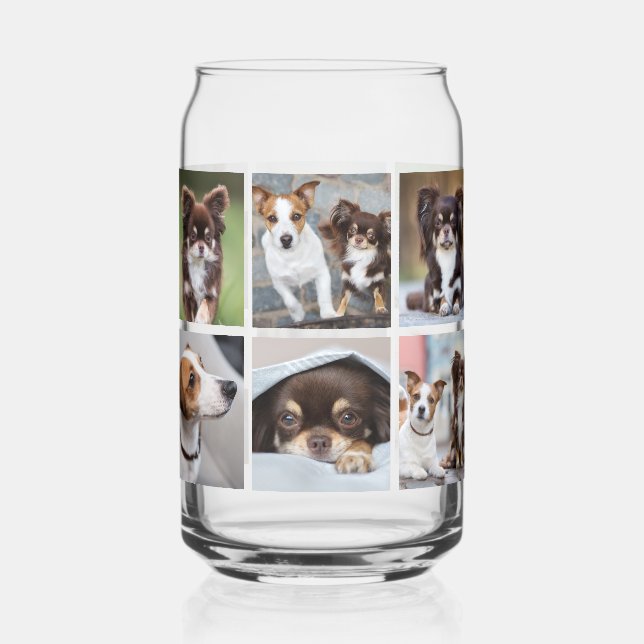 Simple Pet Dog 12 Photo Collage Can Glass (Front)
