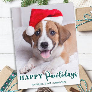 Simple Pet Dog Personalised Photo Happy Pawlidays Holiday Postcard