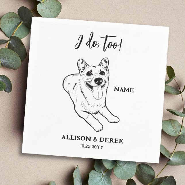  Simple Pet Dog Sketch Wedding Napkin (Creator Uploaded)