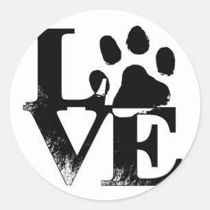 Simple Pet Love Paw Classic Round Sticker