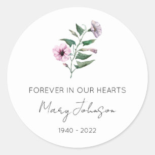 Simple Petunia Memorial Classic Round Sticker