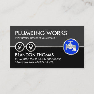 Simple Phone Location Border Plumbing Business Card