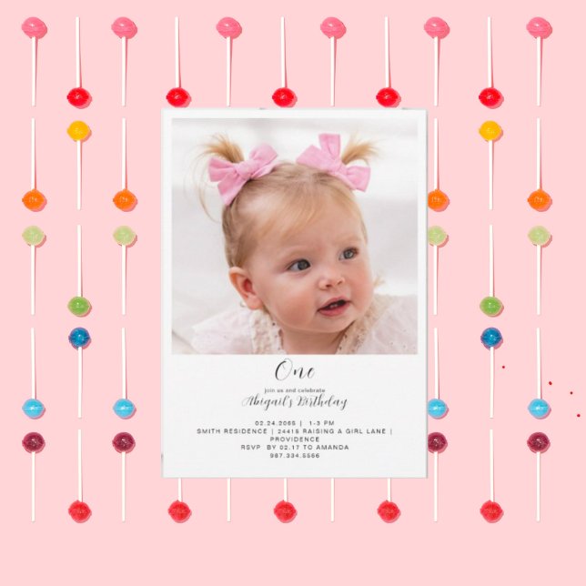  Simple Photo 1st Birthday Party Invitation (Creator Uploaded)