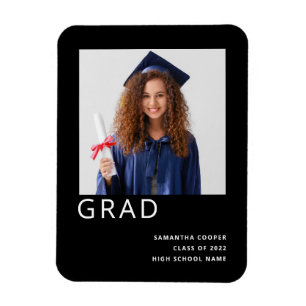Simple Photo 2022 Graduation Black Announcement  Magnet
