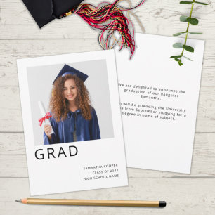 Simple Photo 2022 Graduation White Announcement
