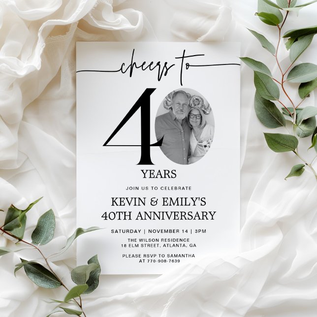 Simple Photo 40th Anniversary Invitation (Creator Uploaded)