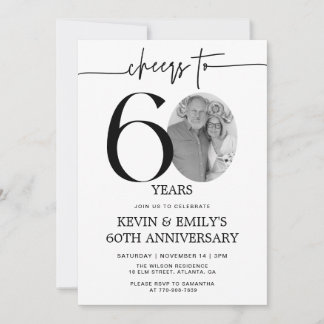 Simple Photo 60th Anniversary Invitation