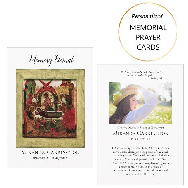 Simple Photo and Icon Memorial Funeral Prayer Card (Creator Uploaded)