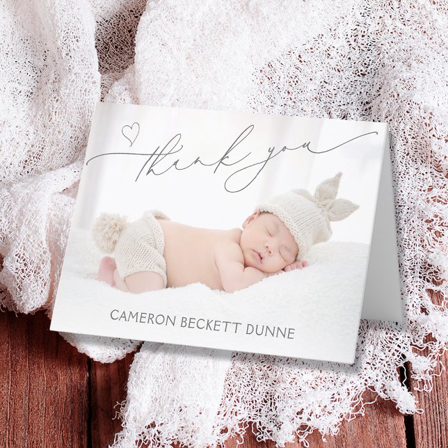 Simple Photo Baby Thank You Card (Photo baby folded thank you cards)