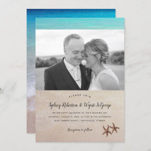 Simple Photo Beach Wedding Starfish Invitation