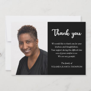 Simple Photo Bereavement Funeral Sympathy Memorial Thank You Card