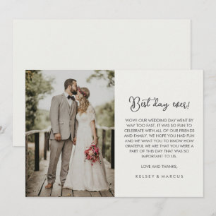 Simple Photo "Best Day Ever" Wedding Thank You  Card