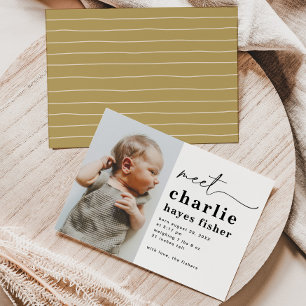 Simple Photo Birth Announcement   Boy's Birth