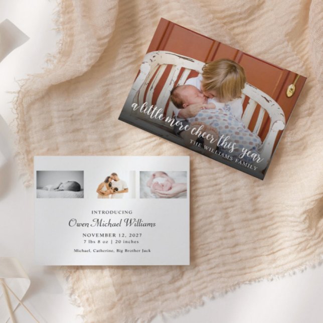 Simple Photo Birth Announcement Christmas Card (Creator Uploaded)