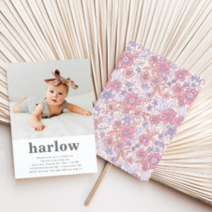 Simple Photo Birthday Invitation   Floral