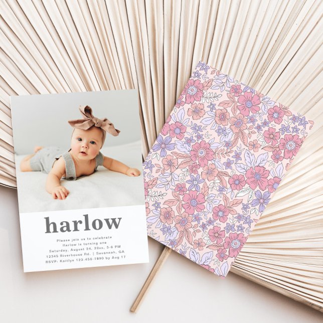 Simple Photo Birthday Invitation | Floral (Creator Uploaded)