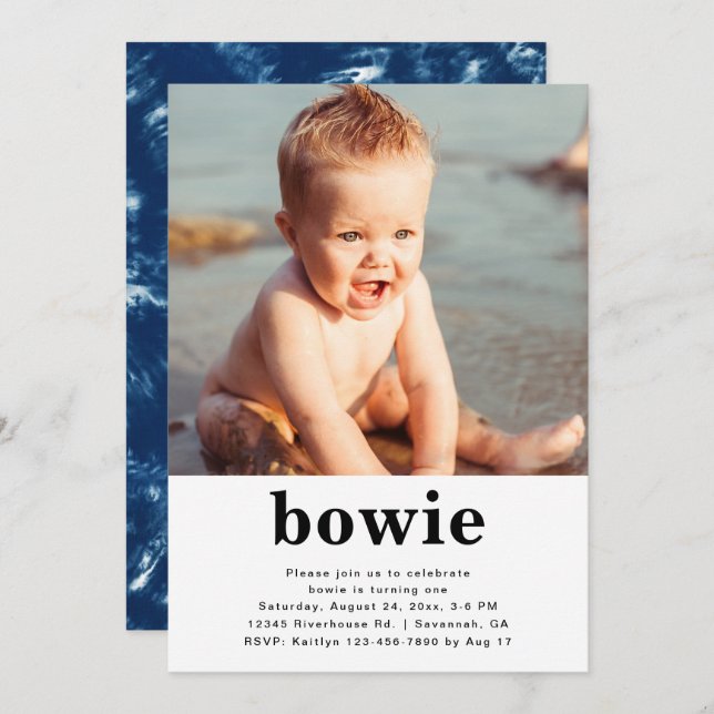 Simple Photo Birthday Invitation | Tie Dye (Front/Back)
