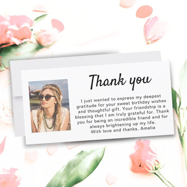 Simple Photo Birthday  Thank You Card (Creator Uploaded)