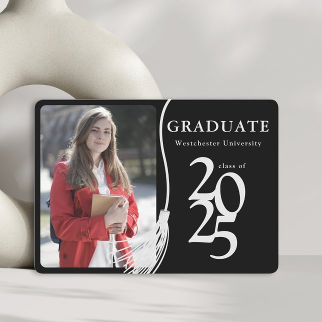 Simple Photo Black White Graduation Party Invitation (Creator Uploaded)