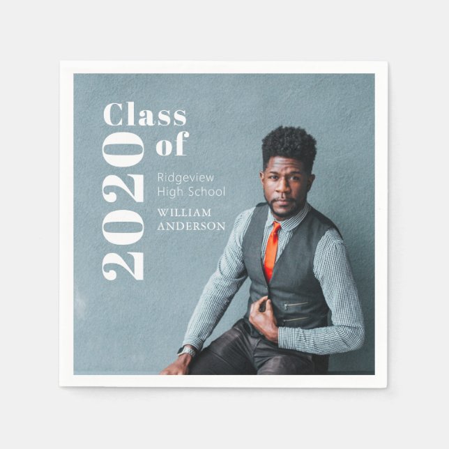 Simple Photo Bold Photo Graduation Paper Napkin (Front)