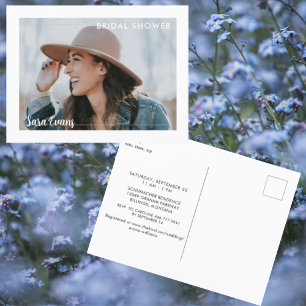 Simple Photo Bridal Shower White Invitation  Postcard