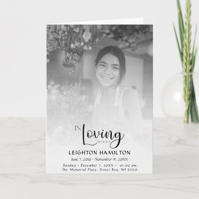 Simple Photo Celebration of Life Folded Program (Front)