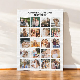 Simple Photo Collage 20 Picture Personalised Fleece Blanket