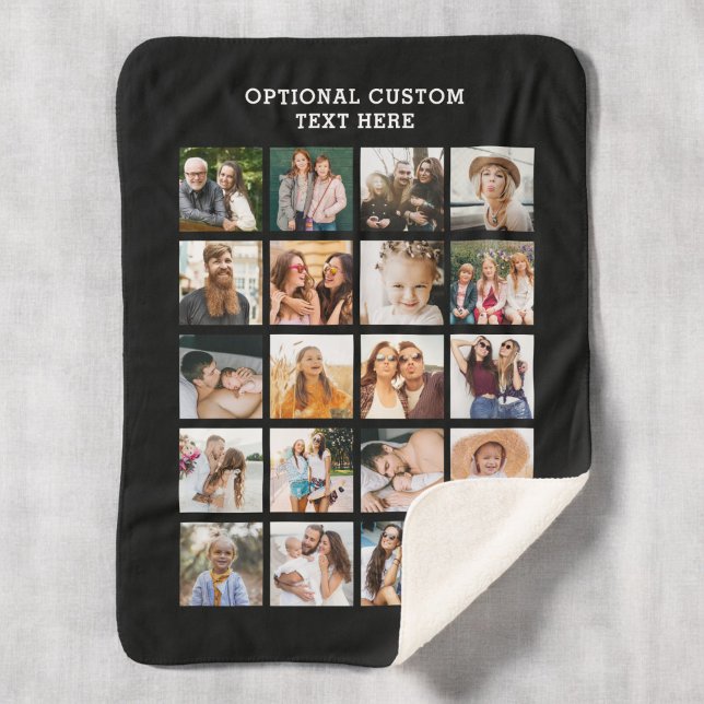 Simple Photo Collage 20 Picture Personalised Sherpa Blanket (Creator Uploaded)