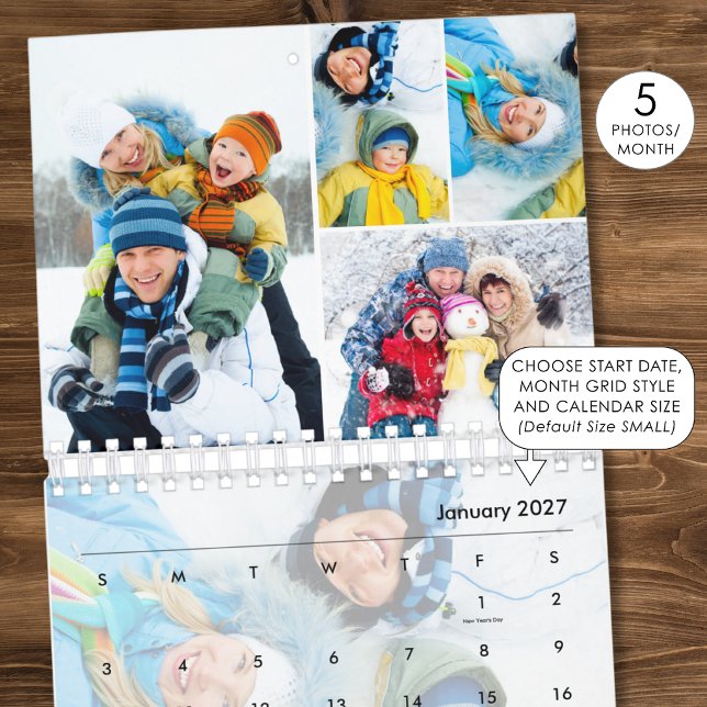 Simple Photo Collage 5 Per Month Custom Calendar (Creator Uploaded)