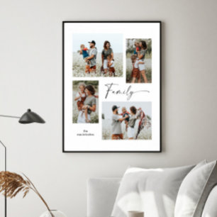 Simple Photo Collage Black and White Family Poster