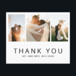 Simple Photo Collage Budget Wedding Thank You Card<br><div class="desc">Modern budget Wedding Thank You Card featuring a simple black and white design with a minimalist sans serif font along with a photo collage featuring your three favourite pictures. Use the template to add your personalised message to the back. This chic and stylish Wedding Thank You Card with a minimal...</div>