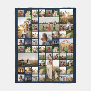Simple Photo Collage Custom Colour Personalised Fleece Blanket
