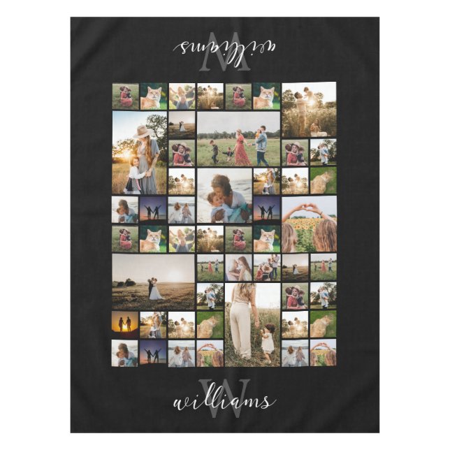 Simple Photo Collage Custom Colour Personalised Tablecloth (Front)