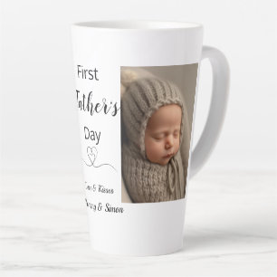 Simple Photo Collage First Father's Day Latte Mug