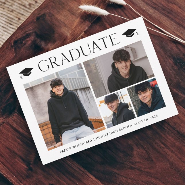 Simple Photo Collage Graduation Invitation (Simple Photo Collage Graduation Invitation.)