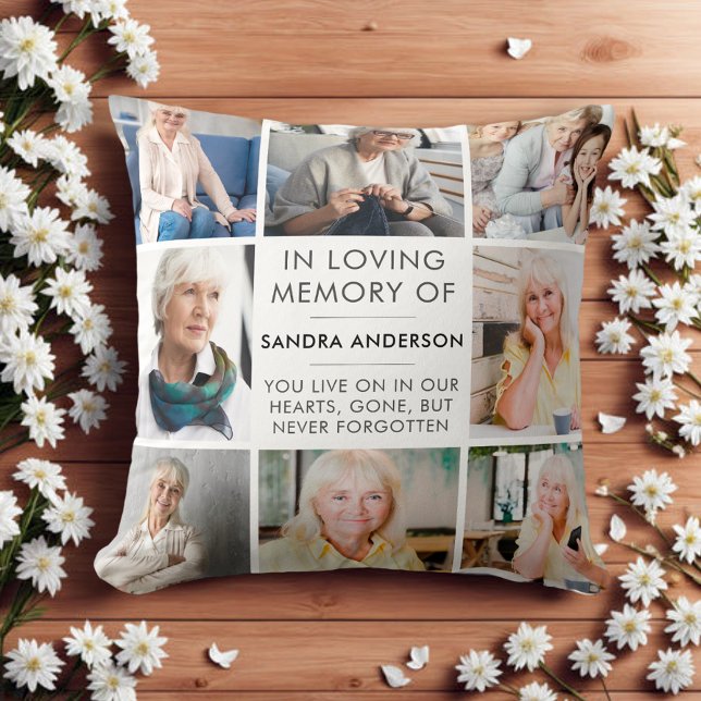 Simple Photo Collage In Loving Memory Cushion (Creator Uploaded)