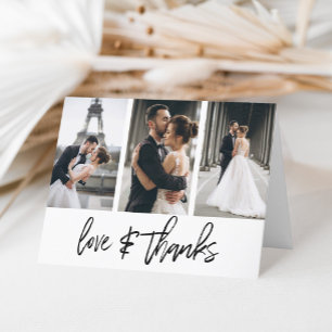 Simple Photo Collage Love Thanks White Thank You Card