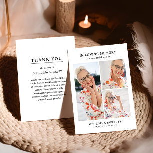 Simple Photo Collage Memorial Thank You Card