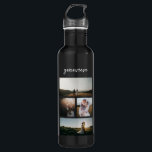 Simple Photo Collage Modern 710 Ml Water Bottle<br><div class="desc">Modern water bottle featuring a simple and minimal design with a photo collage of four of your favourite pictures along with your name in an elegant script.</div>