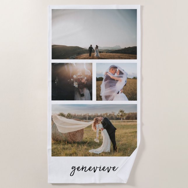 Simple Photo Collage Modern Beach Towel (Front)