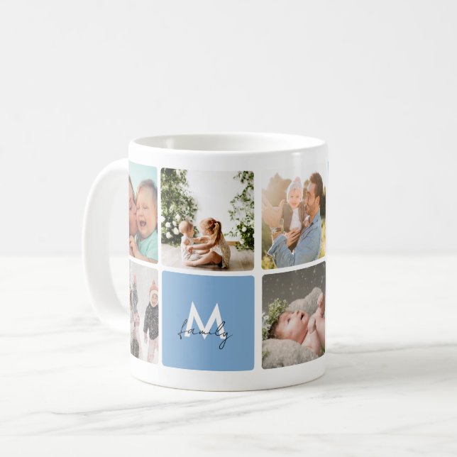 Simple Photo Collage Modern Family Mum Dad Kids Coffee Mug (Front Left)