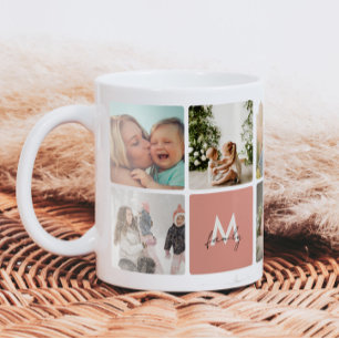 Simple Photo Collage Modern Family Mum Dad Kids Coffee Mug