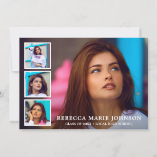 Simple Photo Collage Modern Graduation Announcement